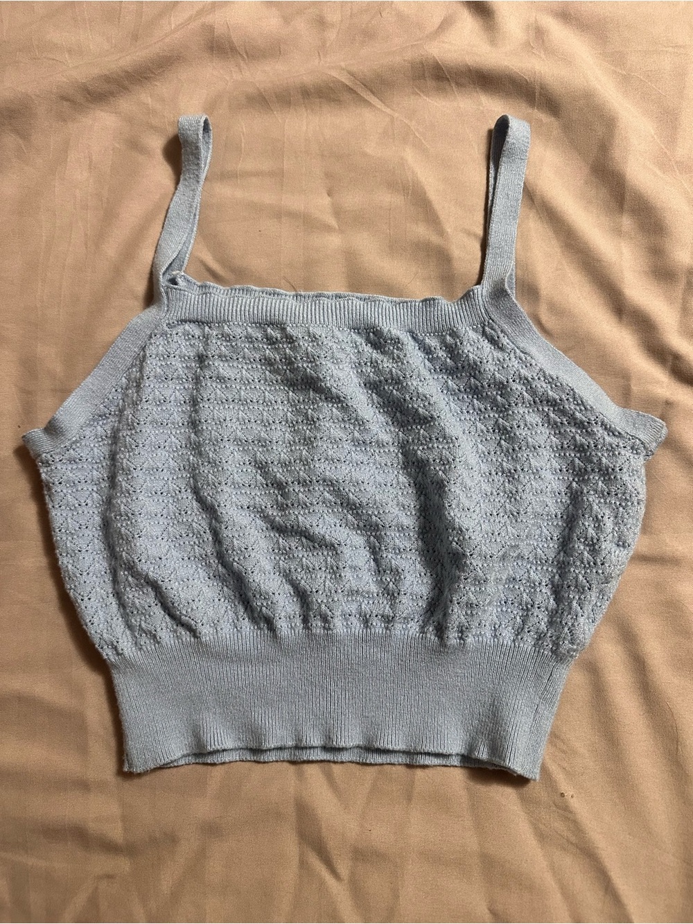 Light Blue Knit Cropped Tank Top